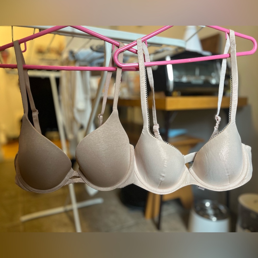 Two Victoria's Secret 34b Bras pink and beige